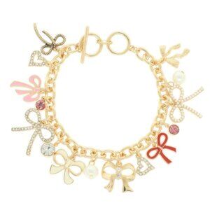 Bow Theme Charm Toggle Bracelet